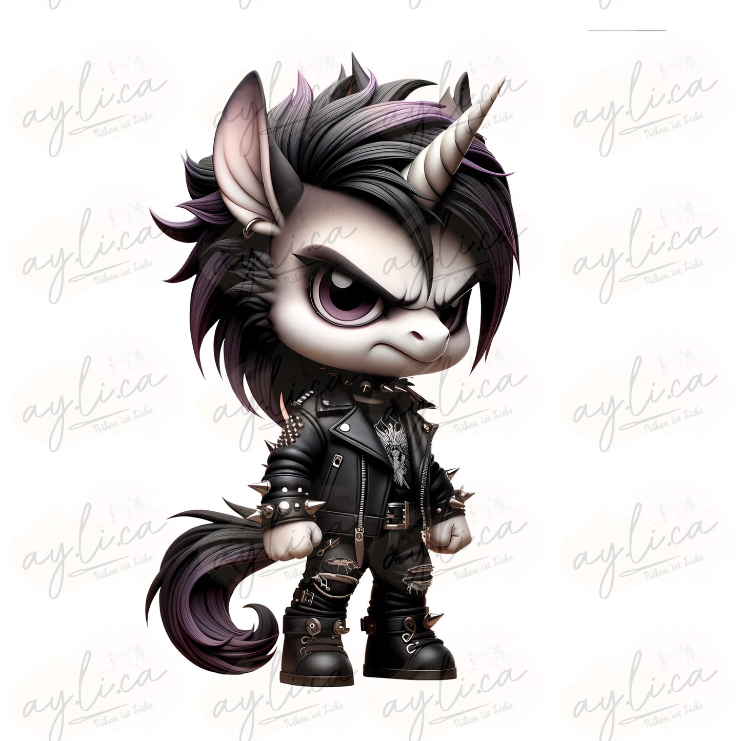 Bügelbild GOTHIC EINHORN