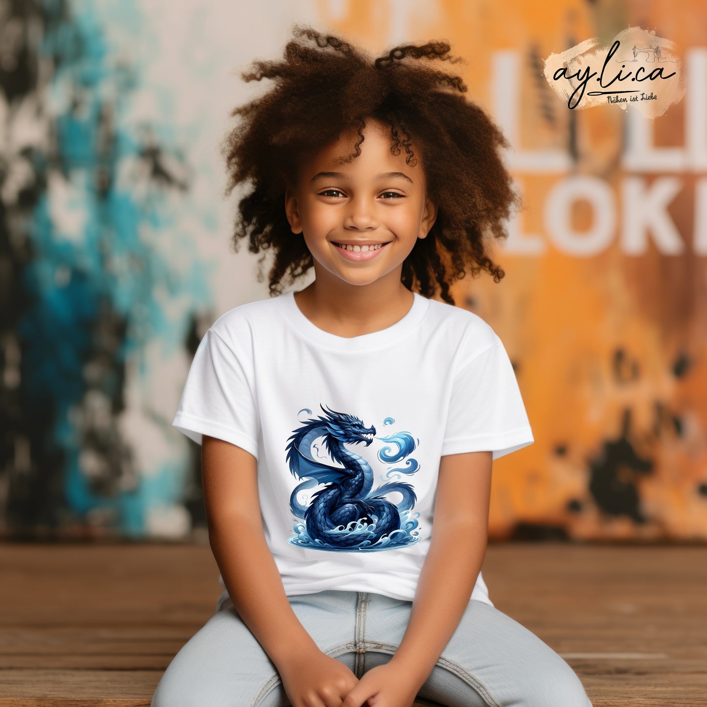 BÜGELBILD COOL BLUE DRAGON in 2 Größen