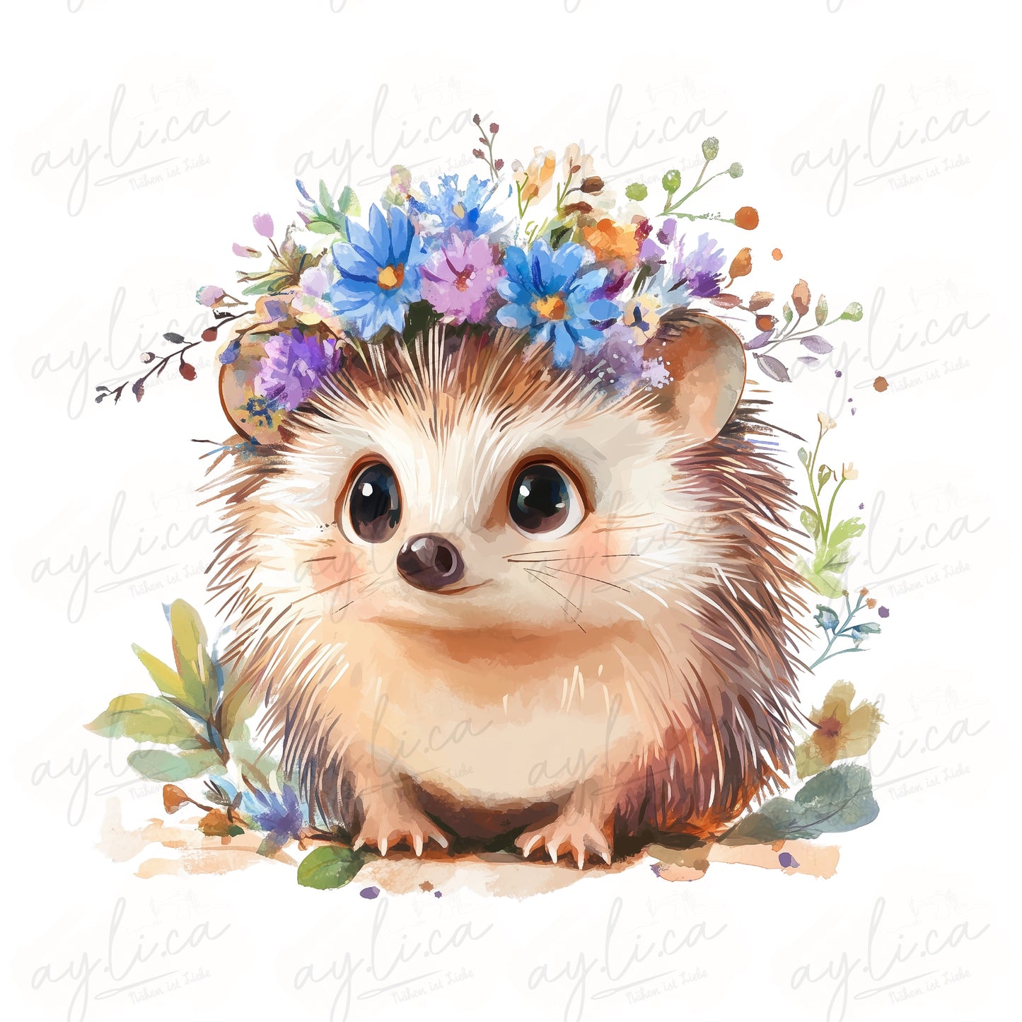 BÜGELBILD BLUMENTIER IGEL