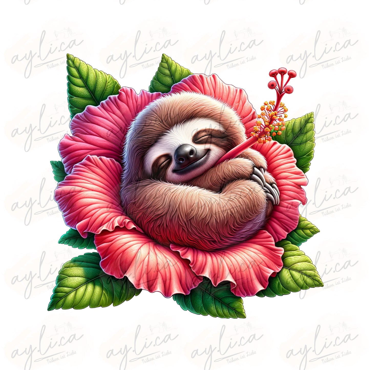 BÜGELBILD FLOWER SLOTH