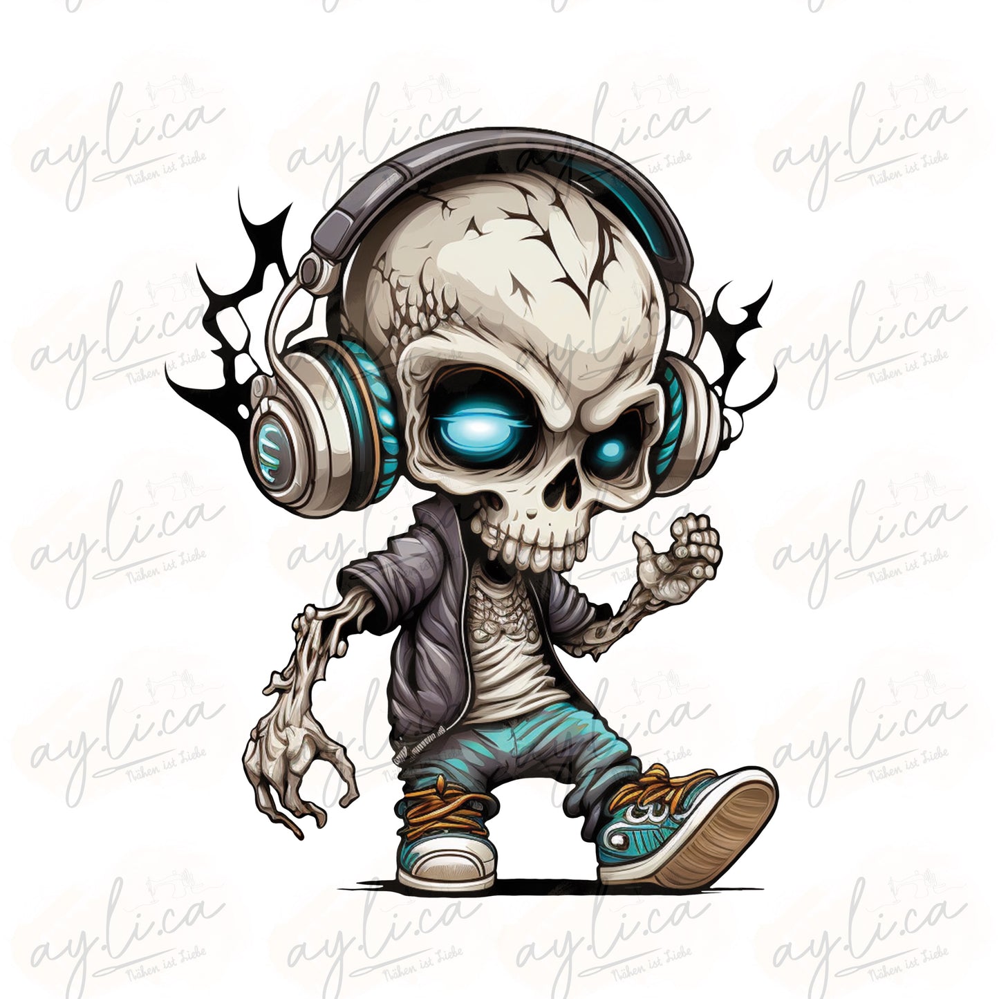 BÜGELBILD MUSIC SKELETON in 2 Größen