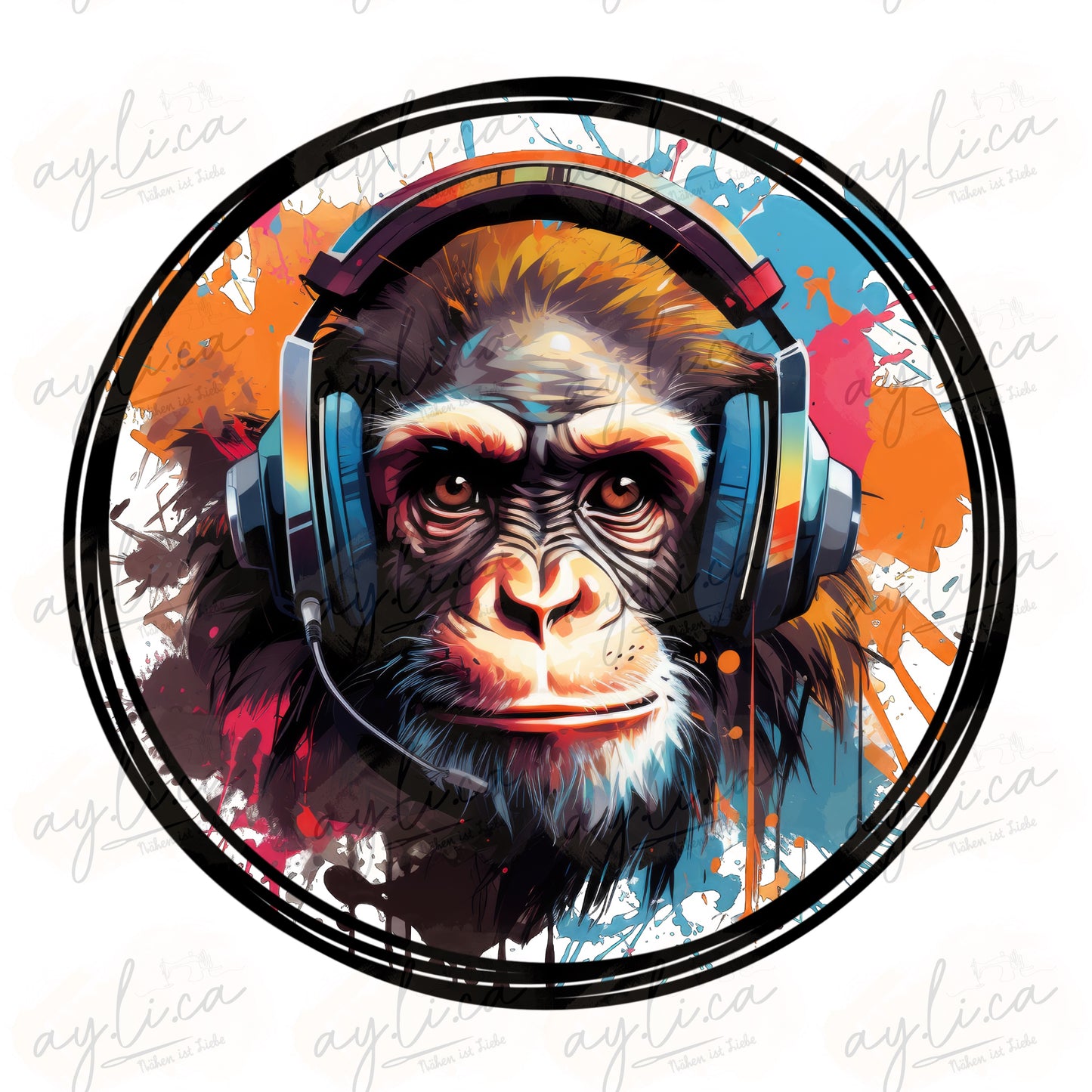 BÜGELBILD PATCH SCHIMPANSE in 2 Größen