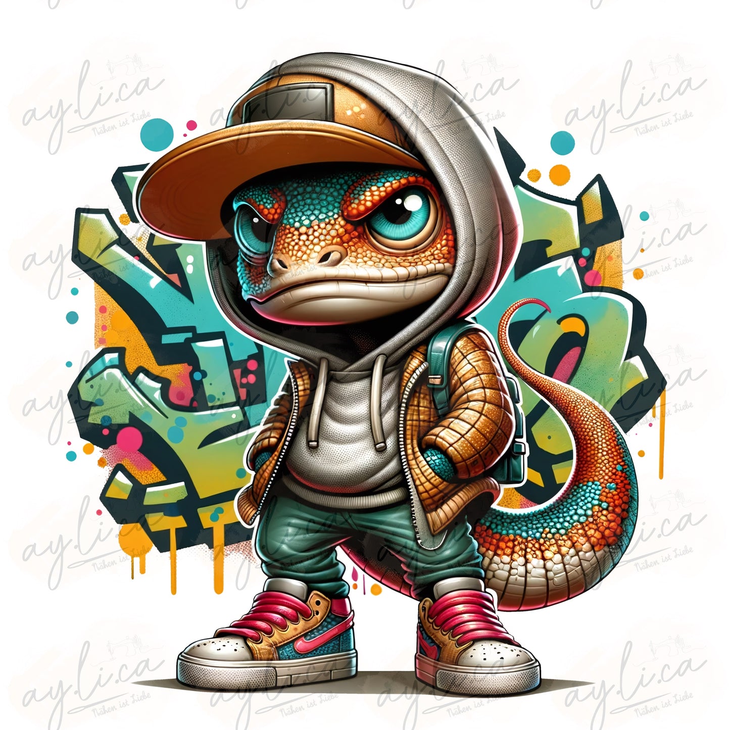 BÜGELBILD HIPHOP EIDECHSE