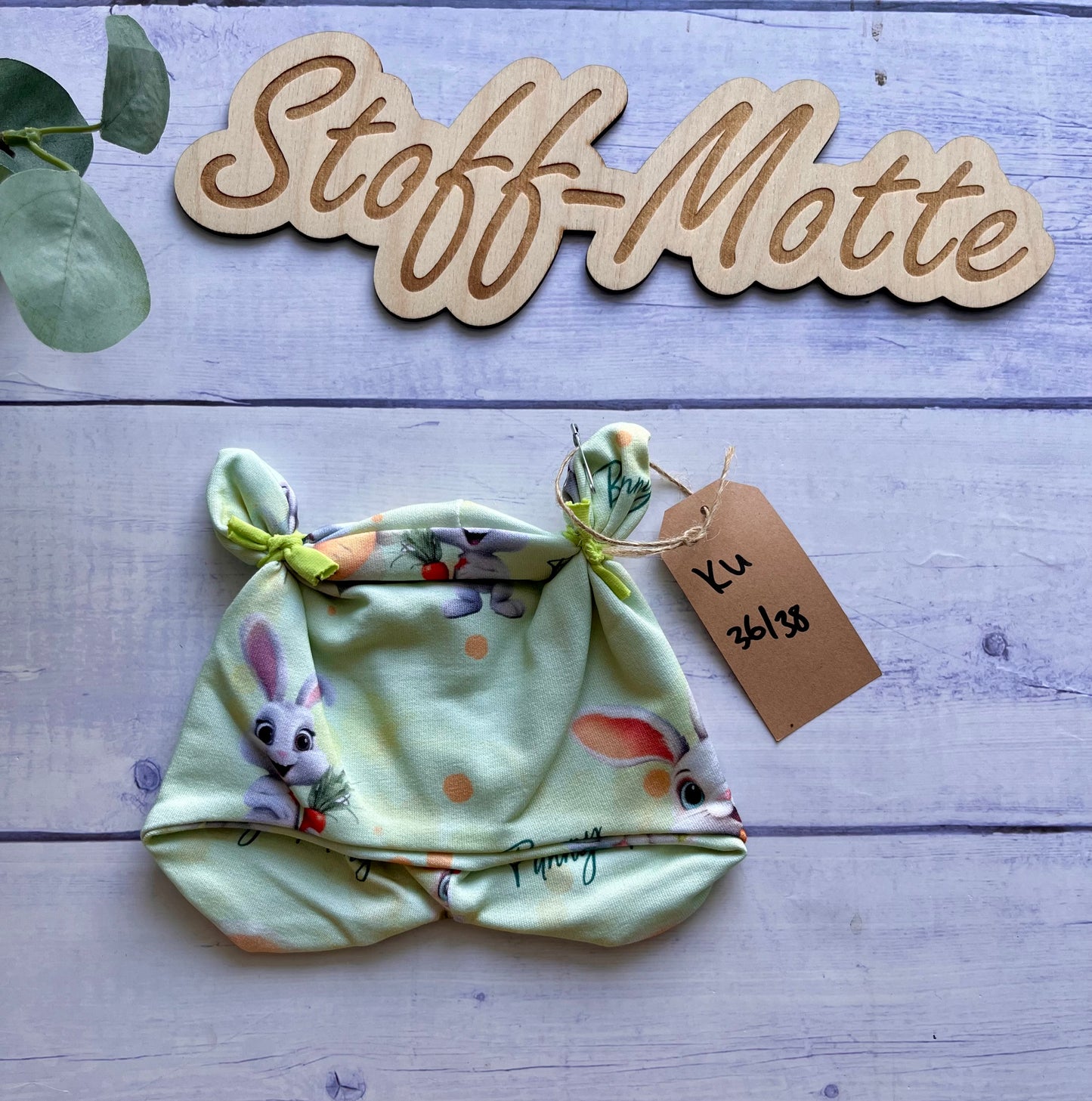 MÜTZE ZIPFELCHEN Häschen KU36/38cm