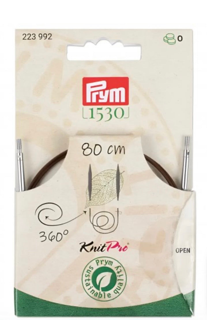 Prym Natural Kunststoffseil 80 cm
(360º drehbare Endstücke / austauschbare Nadelspitzen)