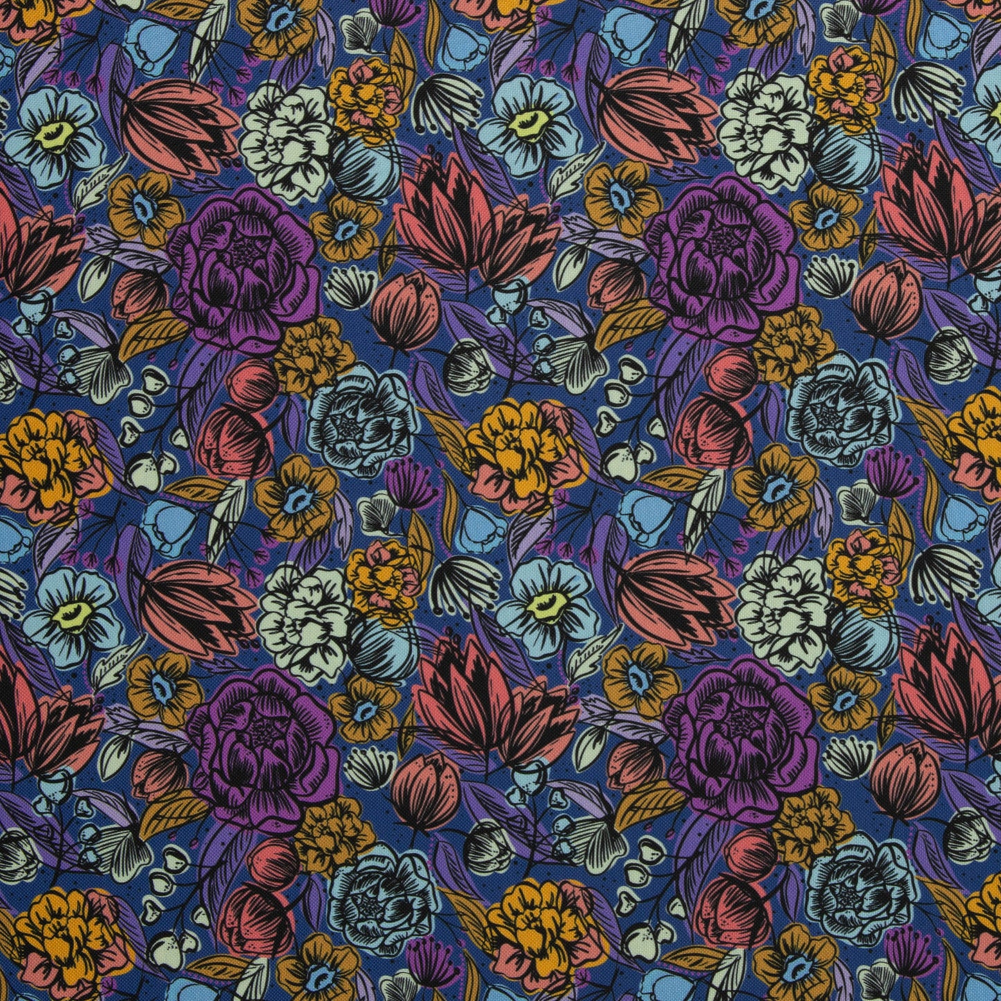 Oxfordgewebe Flowers blau by SWAFING