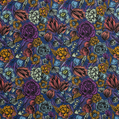 Oxfordgewebe Flowers blau by SWAFING
