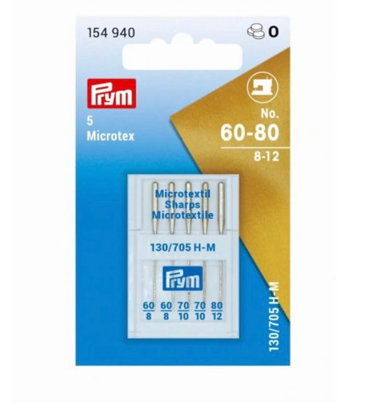 Prym Nähmaschinennadeln 130/705 „Microtex“ 60-80 5 Nadeln