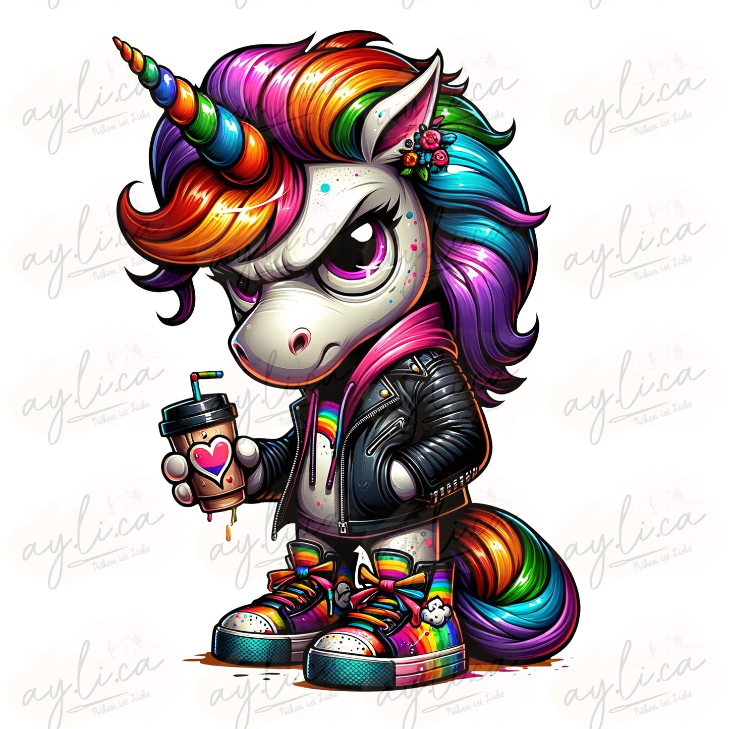 Bügelbild Coffee Einhorn