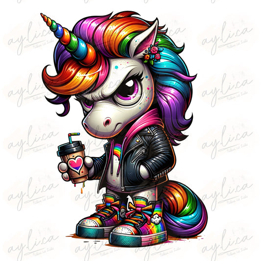 Bügelbild Coffee Einhorn