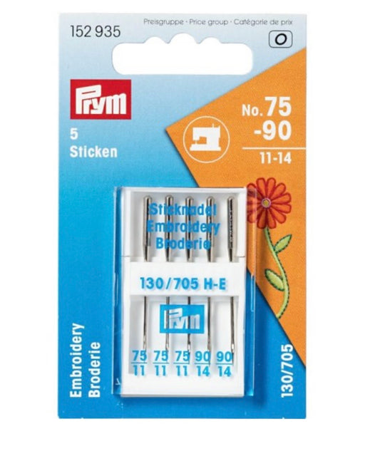 Prym Embroidery-Sticknadeln 75-90 System 130/705 H-E 5 Nadeln