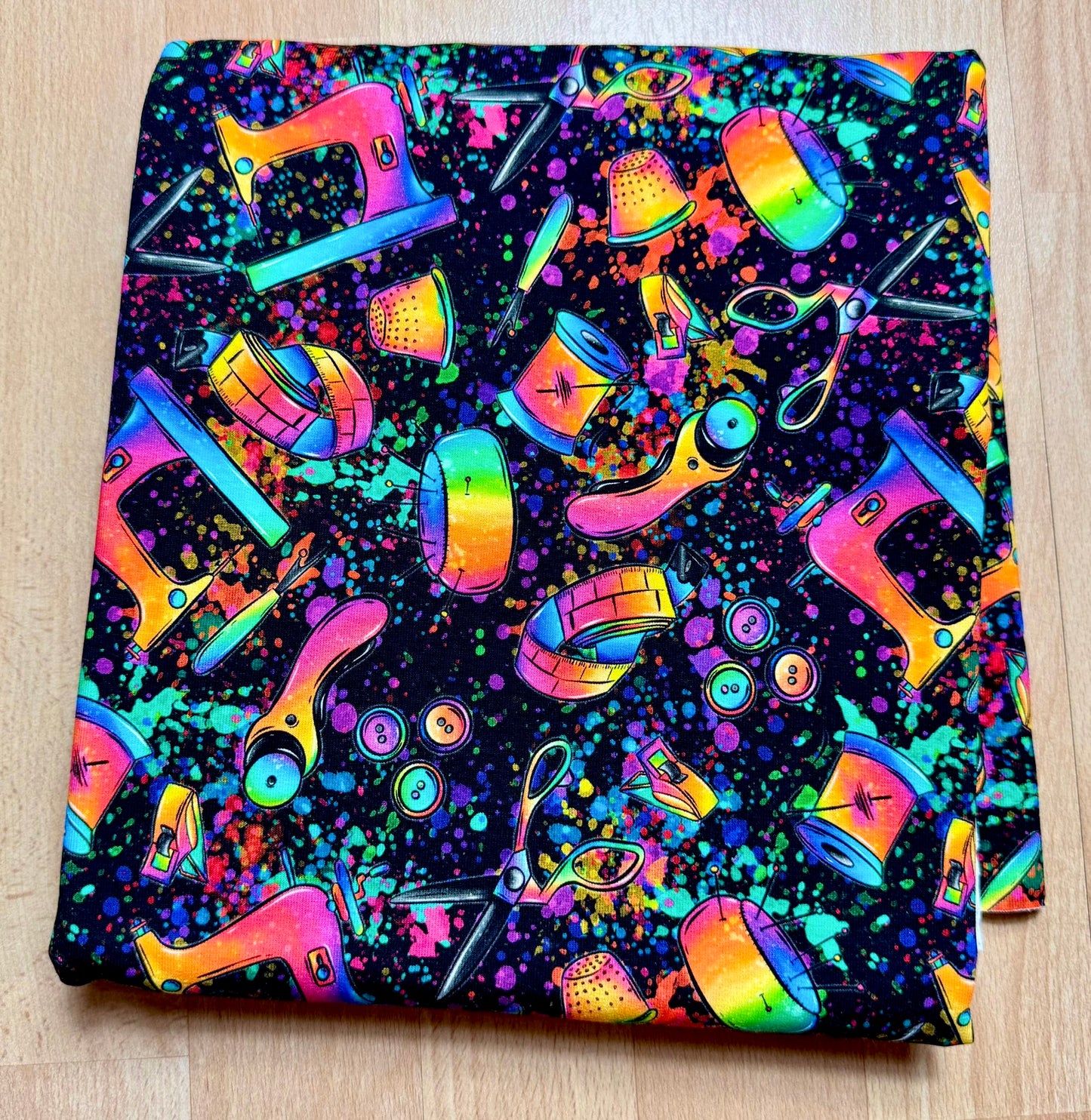 EAT SLEEP SEW REPEAT KOMBI black Überbreite 180cm! French Terry