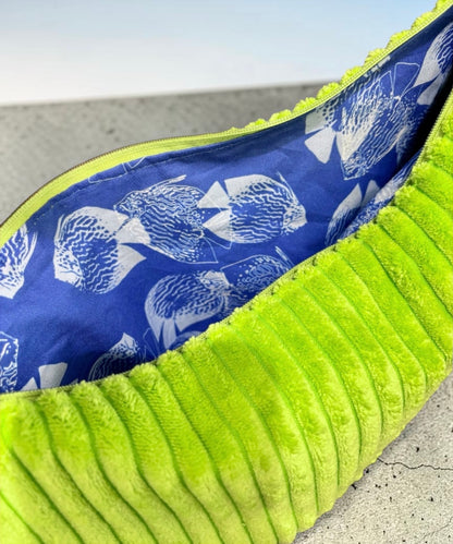 SHOPPER BAG Samtcord lime „turtle“