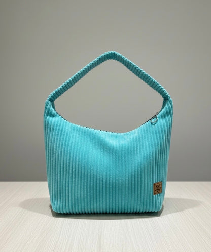 SHOPPER BAG Samtcord aqua „turtle“