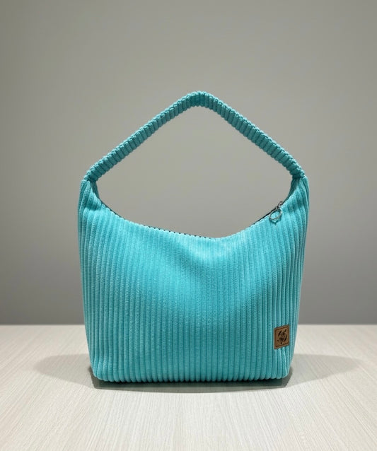 SHOPPER BAG Samtcord aqua „turtle“
