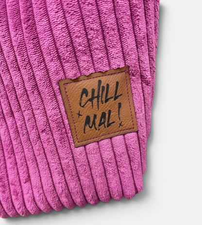 SHOPPER BAG Samtcord magenta „Chill mal!“