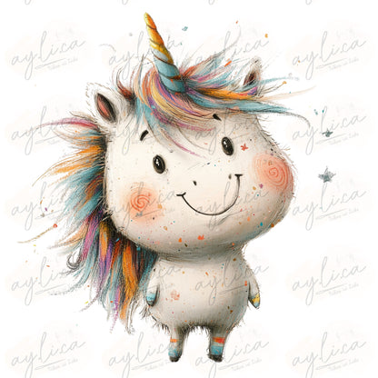 BÜGELBILD Lazy Unicorn