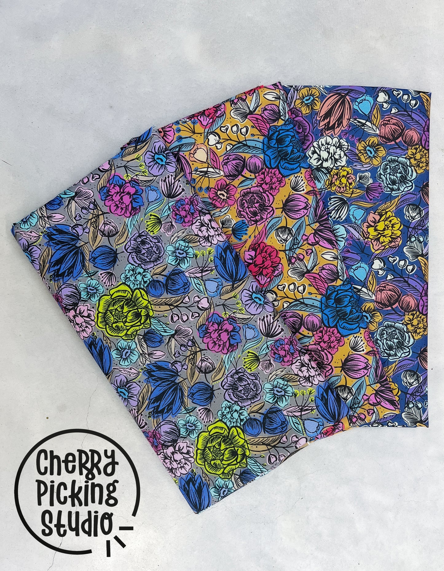 Oxfordgewebe Flowers blau by SWAFING