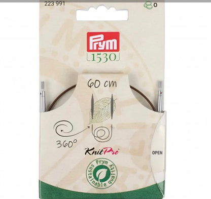 Prym Natural Kunststoffseil 60 cm
(360º drehbare Endstücke / austauschbare Nadelspitzen) (Kopie)