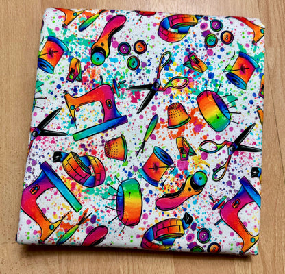 EAT SLEEP SEW REPEAT KOMBI white Überbreite 180cm! French Terry