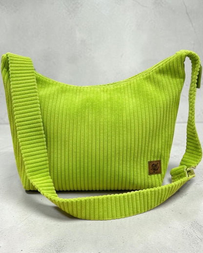 SHOPPER BAG Samtcord lime „turtle“