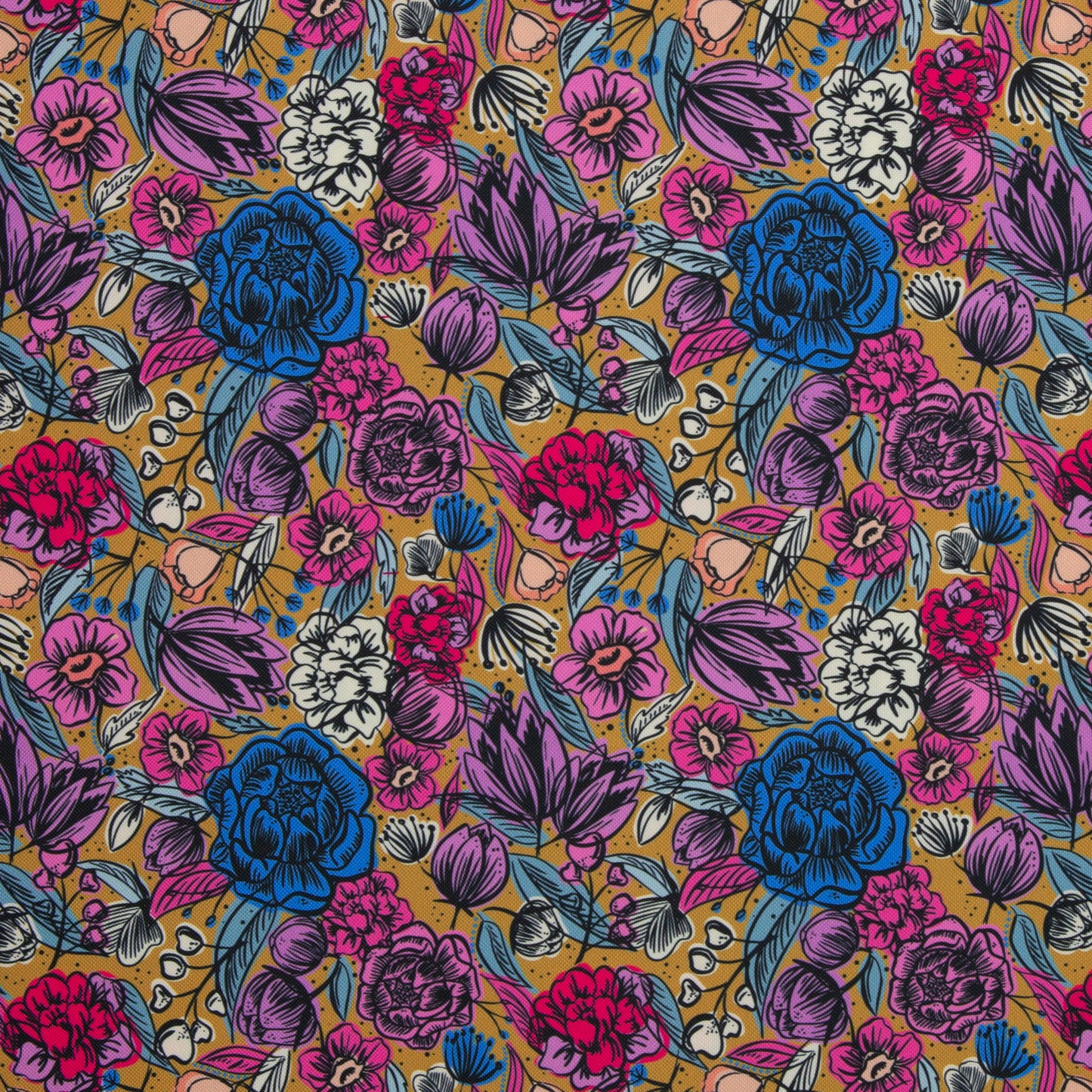 Oxfordmischgewebe Flower gelb by SWAFING