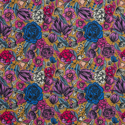 Oxfordmischgewebe Flower gelb by SWAFING