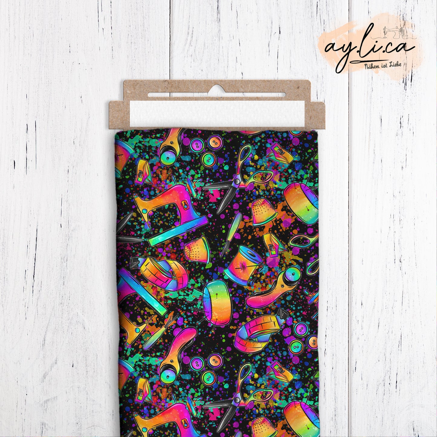 EAT SLEEP SEW REPEAT KOMBI black Überbreite 180cm! French Terry