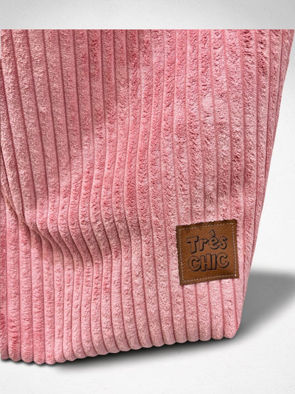SHOPPER BAG Samtcord rose „trés chic“