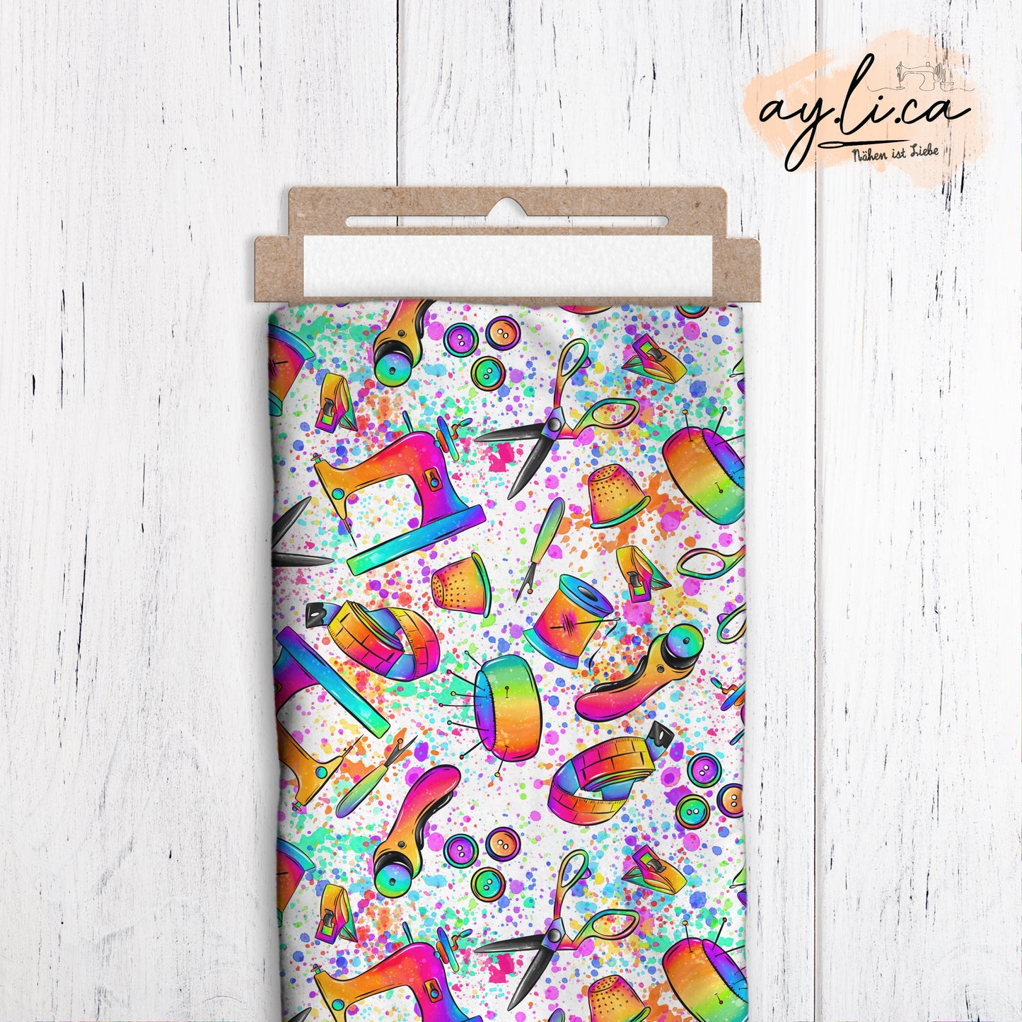 EAT SLEEP SEW REPEAT KOMBI white Überbreite 180cm! French Terry