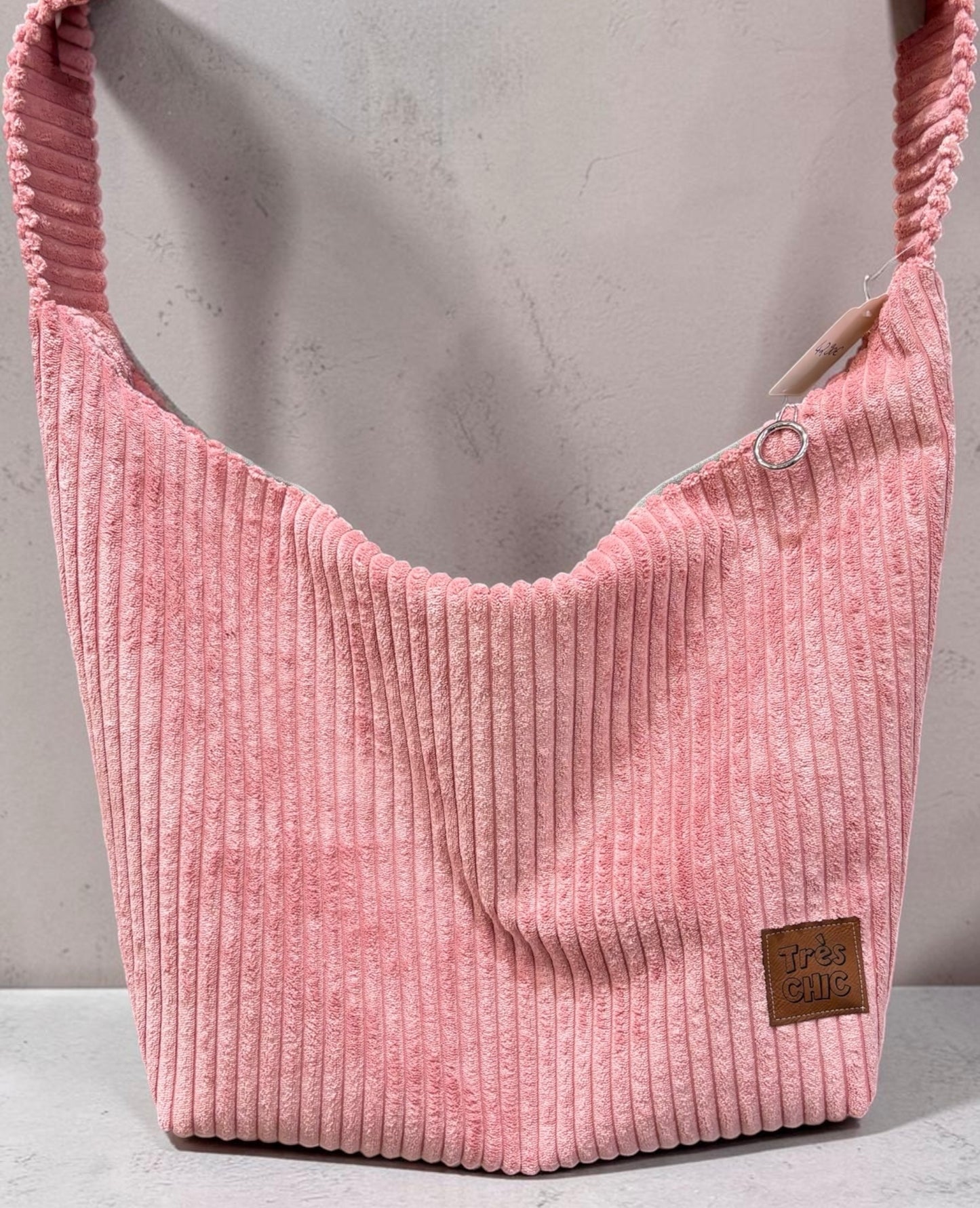 SHOPPER BAG Samtcord rose „trés chic“