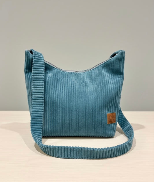 SHOPPER BAG petrol Samtcord „trés chic“