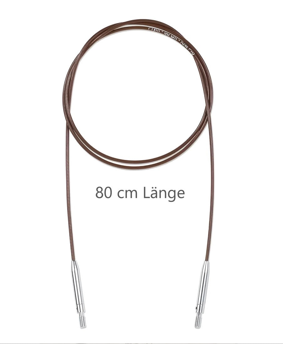 Prym Natural Kunststoffseil 80 cm
(360º drehbare Endstücke / austauschbare Nadelspitzen)