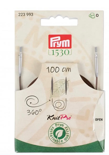 Prym Natural Kunststoffseil 100 cm
(360º drehbare Endstücke / austauschbare Nadelspitzen)