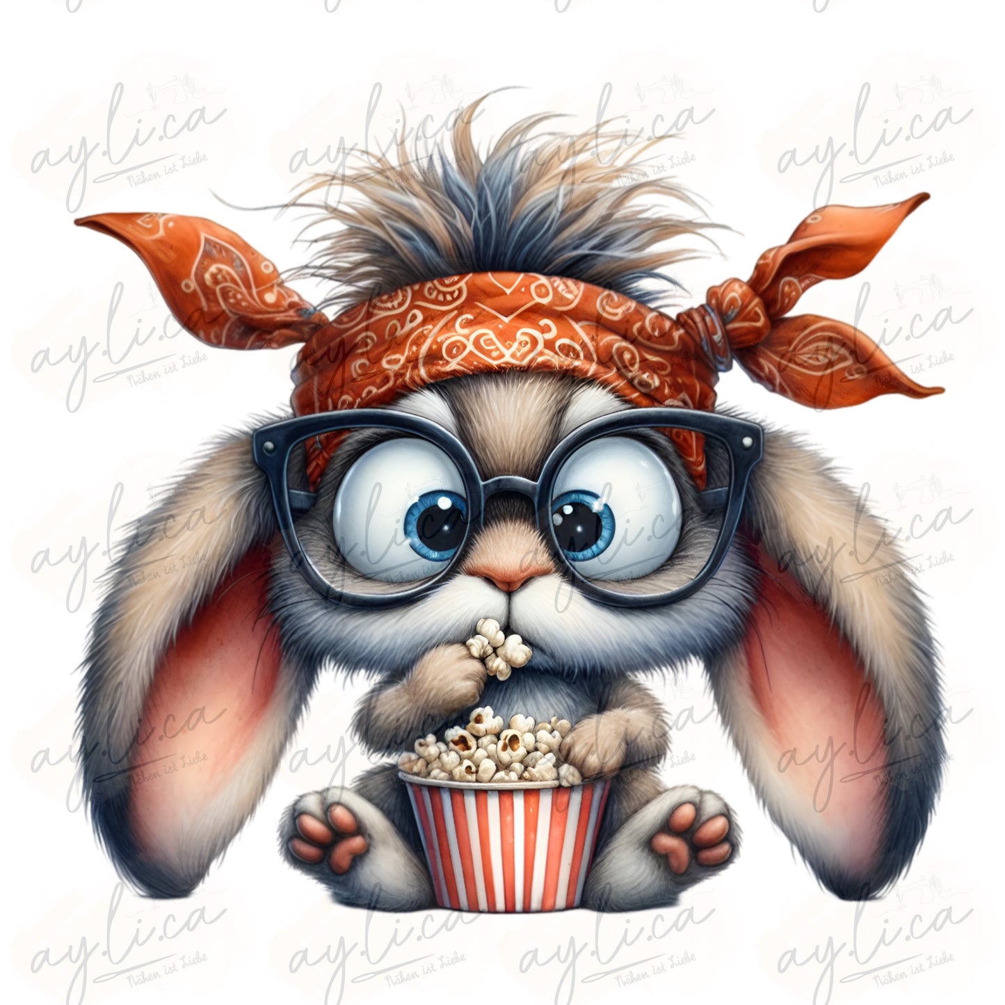 BÜGELBILD Popcornbunny