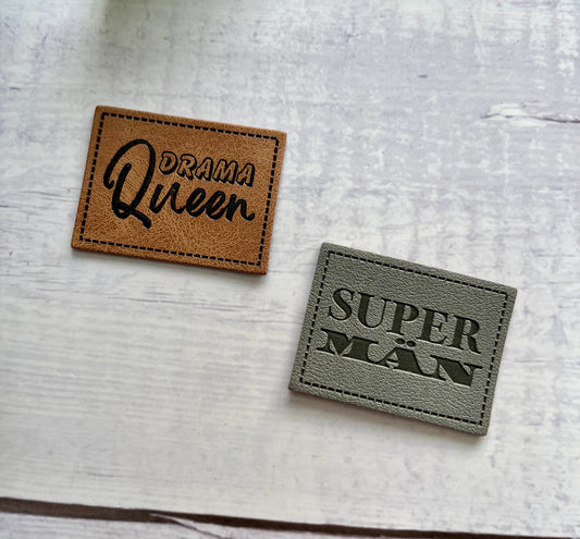 Kunstlederlabel DRAMAQUEEN / SUPERMÄN