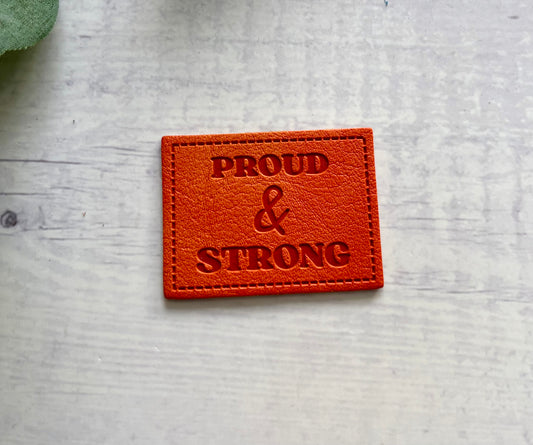 Kunstlederlabel PROUD & STRONG orange