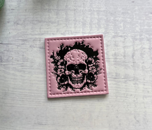 Kunstlederlabel TOTENKOPF rosa
