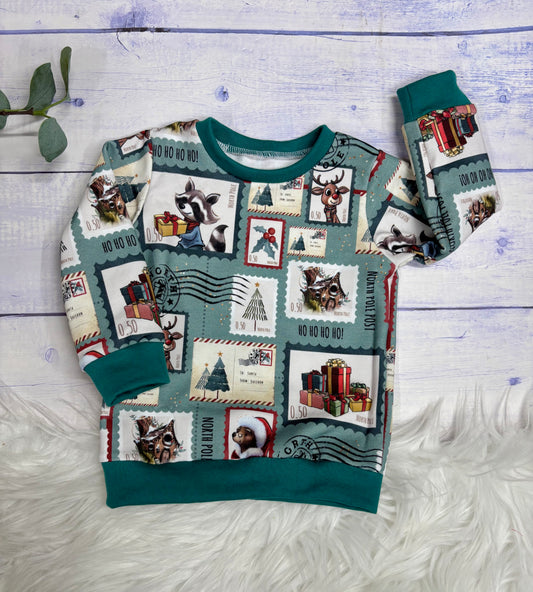 BABYSWEATER Weihnachtspost Mint Gr.80