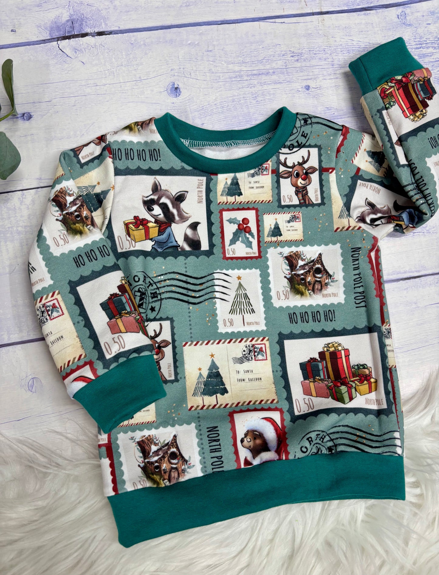 BABYSWEATER Weihnachtspost Mint Gr.80