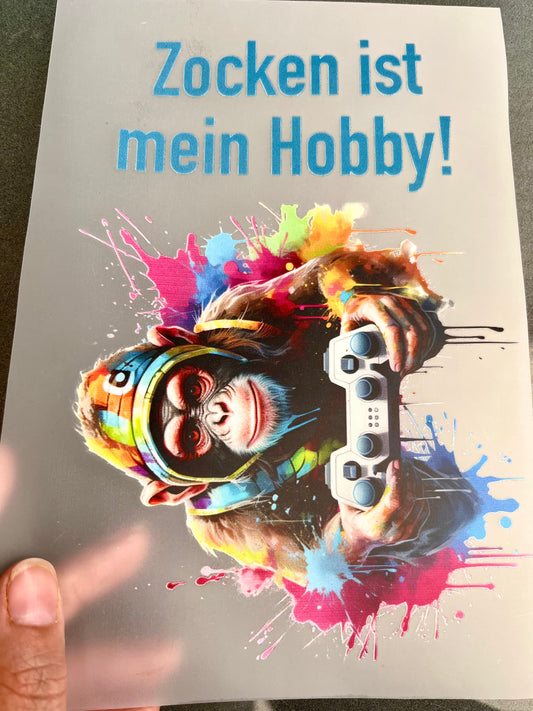 Bügelbild ZOCKEN IST MEIN HOBBY