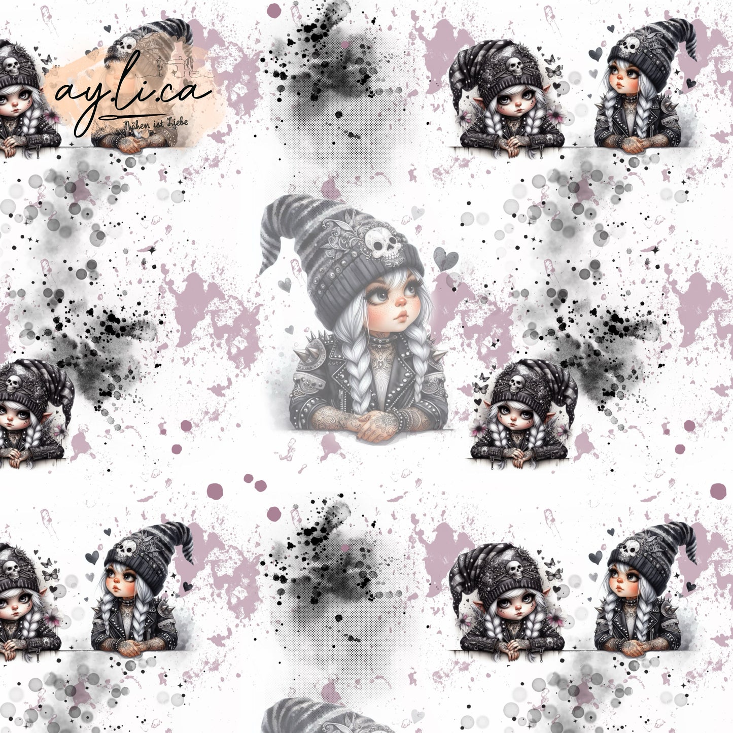 GOTHIC GNOME GIRL KOMBI Überbreite 180cm French Terry