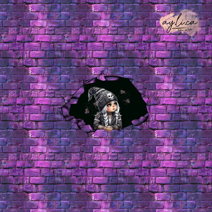 GOTHIC GNOME GIRL PANEL 80x180cm French Terry