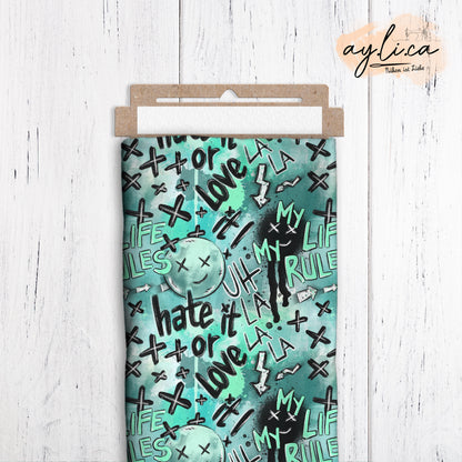 HATE IT OR LOVE IT TEAL Überbreite 180cm French Terry