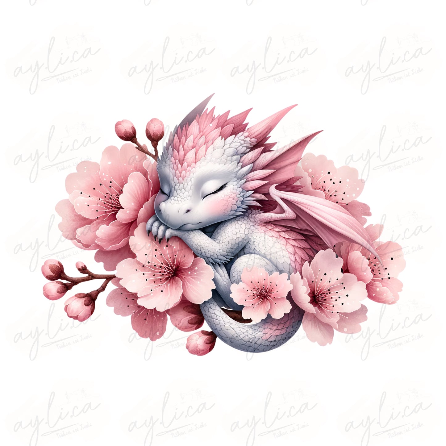 BÜGELBILD DRAGON CHERRYBLOSSOM