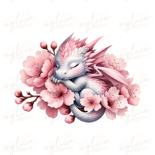 BÜGELBILD DRAGON CHERRYBLOSSOM