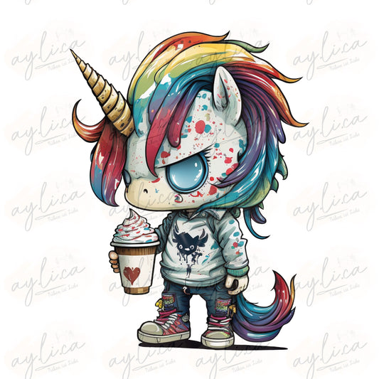 BÜGELBILD MAD UNICORN