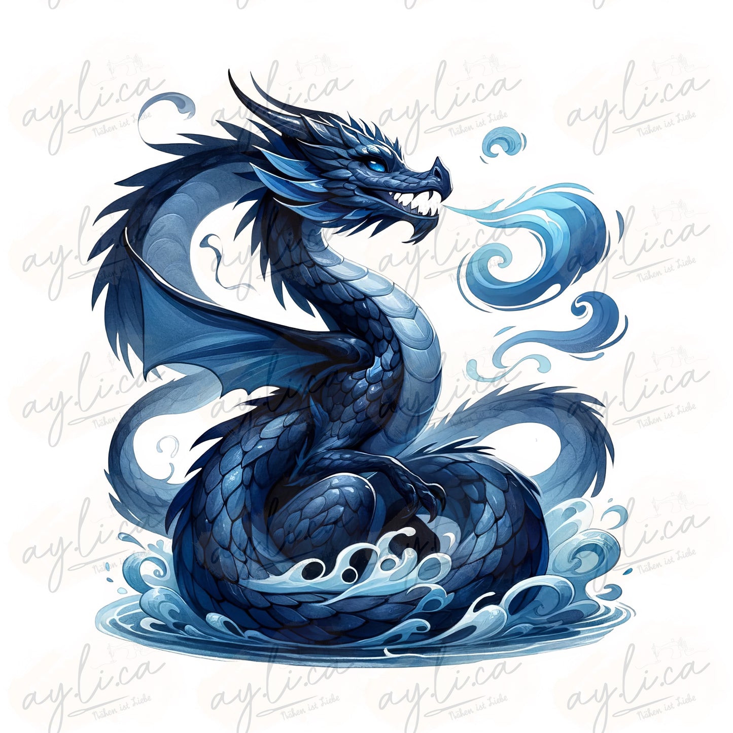 BÜGELBILD COOL BLUE DRAGON in 2 Größen