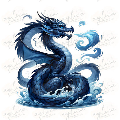 BÜGELBILD COOL BLUE DRAGON in 2 Größen