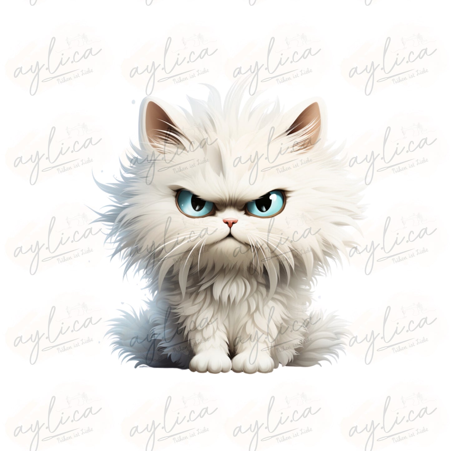 BÜGELBILD MAD WHITE CAT